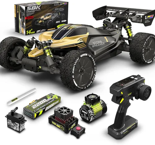 RLAARLO 1/10 Coches RC sin escobillas, RTR Monster Truck, 4 × 4 RC Buggy, MAX 50+ MPH, 4WD, impermeable, fibra de carbono, negro, a partir de 14 años