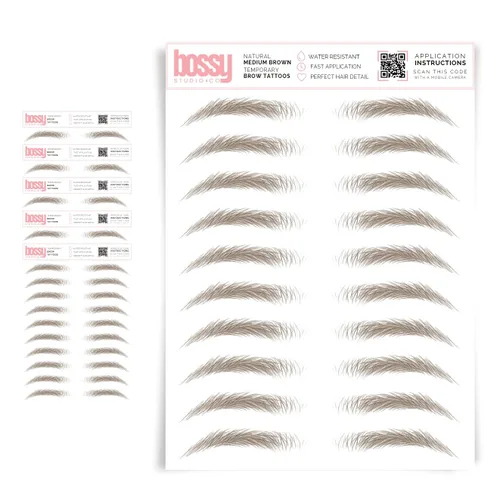 Miniatura 19 de 5 paquetes de tatuajes temporales para cejas, adhesivos impermeables para cejas, tatuajes falsos para el cabello tipo pelar de transferencia