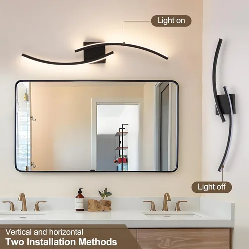 Miniatura 5 de Aplique de Pared Moderno Cableado, Luces LED de Pared Modernas de 4000K para Sala de Estar de 31.5 Pulgadas, Accesorios de Luz de Pared Negros
