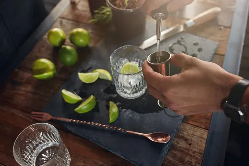 Miniatura 6 de HIC Kitchen Barra de cóctel doble de estilo japonés, acero inoxidable 18/8, para mezclar y medir cócteles artesanales, 0.5 a 2 onzas