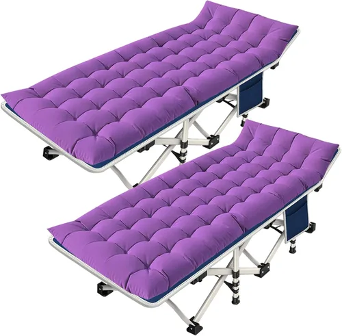Miniatura 13 de Paquete de 2 catres de camping con colchón, cama cómoda, catre plegable, catres resistentes para dormir con bolsa de transporte para adultos