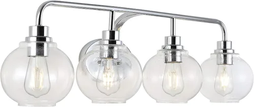 Miniatura 10 de JONATHAN Y Lámpara de pared LED de bronce aceitado de 6.5 pulgadas para baño, pantalla de vidrio sembrado transparente, accesorio industrial