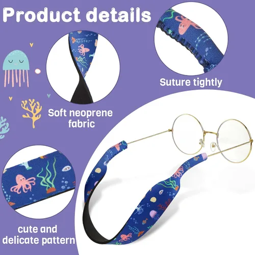 Miniatura 4 de 6 piezas de correa ajustable para lentes de sol para niños, retenedor de gafas de sol flotantes, de neopreno, para deporte, para gafas de sol