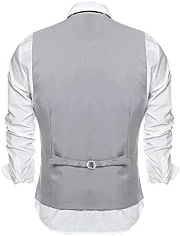 Miniatura 4 de COOFANDY Chaleco de traje de negocios casual para hombre, ajustado, a la cintura, formal