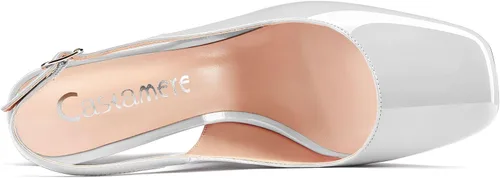 Miniatura 4 de Castamere Sandalias de vestir transparentes con tacón alto y puntera cuadrada para mujer, tacón grueso y sin cordones, tacón de 3.9 pulgadas