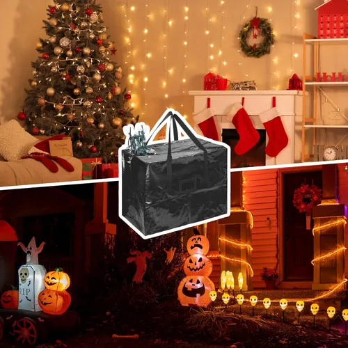Miniatura 7 de RUODON Paquete de 12 soportes de almacenamiento de luces de Navidad con bolsa de almacenamiento, cuerda colgante, organizador de cuerda para colgar