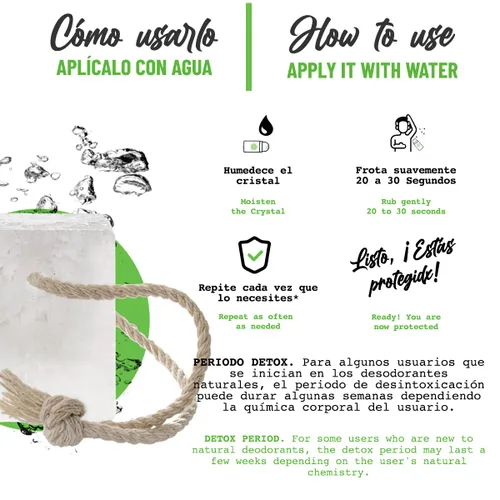 Miniatura 6 de Vital Green Bloque de cristal de alumbre de potasio tailandés para afeitar, alivia la irritación causada por el afeitado y la depilación, desarrolla