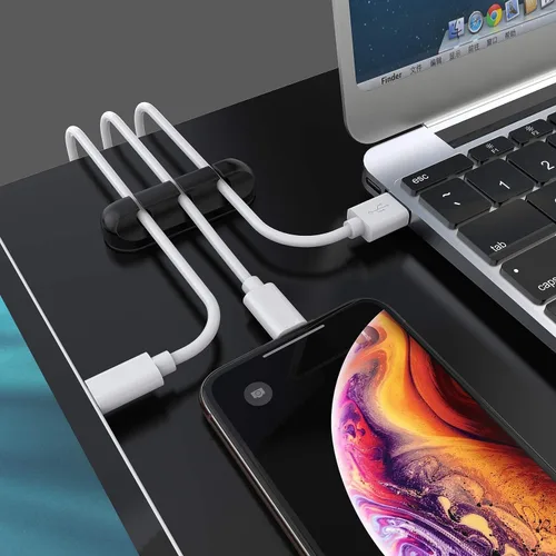 Miniatura 2 de SOULWIT Clips de soporte para cables, paquete de 3 clips organizadores de cables de silicona autoadhesivos para escritorio, cable de carga USB