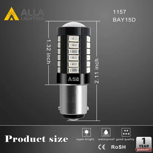 Miniatura 7 de Alla Lighting BAY15D 7518 1157 LED estroboscópica luces de freno bombillas Xtreme Super brillante rojo intermitente luces de parada reemplazo 2057