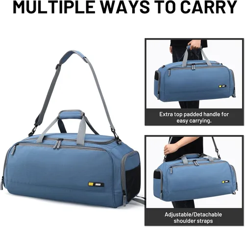 Miniatura 5 de MIER Bolsa de gimnasio grande para hombres con compartimento para zapatos, bolsas de lona ligeras para deportes, viajes, entrenamiento, fitness, fin