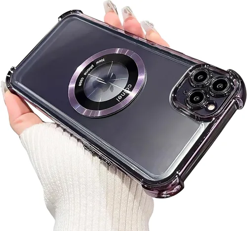 Miniatura 5 de Funda magnética transparente para iPhone 11 Pro Max, protección de lujo brillante en las cuatro esquinas, a prueba de golpes, de grado militar