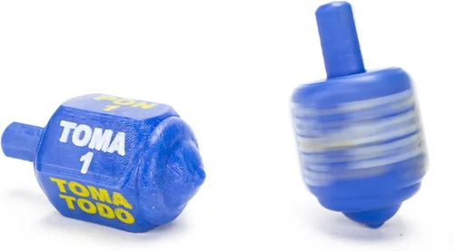 Miniatura 3 de Pirinola mexicana clásica Toma Todo, colección de colores sólidos de plástico, colección de colores (2 unidades) (azul)