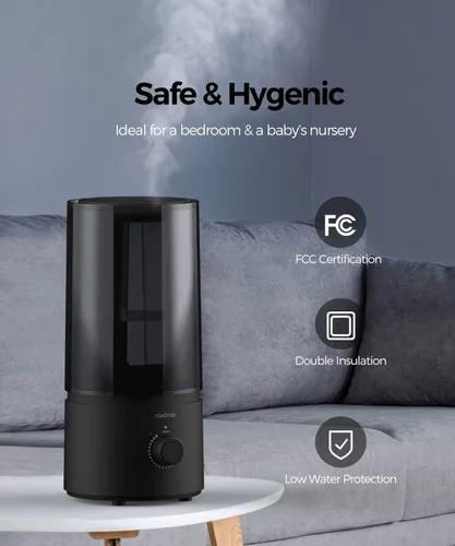 Miniatura 4 de raydrop - Humidificadores para dormitorio, raydrop - Humidificadores de vapor frío para bebés, humidificador ultrasónico silencioso de 1,0 L, ahorra