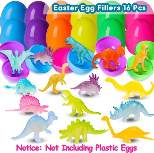 Miniatura 4 de 48 piezas de mini figuras de dinosaurio que brillan en la oscuridad para niños, cesta de relleno de huevos de Pascua, suministros de fiesta