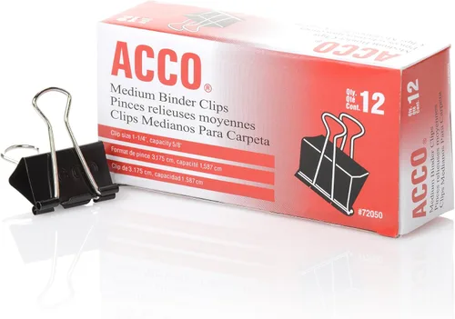 Miniatura 4 de ACCO 72062 - Clips para carpeta, medianos, color negro, 12 por caja, 2 cajas