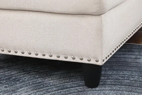 Miniatura 5 de YOPTO Sofá modular en forma de L con otomana de almacenamiento y 2 portavasos, sofá tapizado de lino de 5 plazas con 2 almohadas para sala de estar