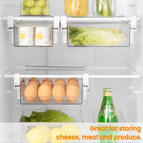 Miniatura 3 de Vacane Organizador de cajones grande para debajo de la estantería del refrigerador, organizador de cajones extraíbles para refrigerador, contenedor