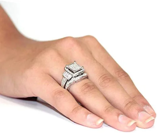Miniatura 4 de Anillo de boda de plata de ley 925 de 0,43 quilates de corte redondo de diamante natural, anillo de compromiso de acabado pulido para mujer ajuste