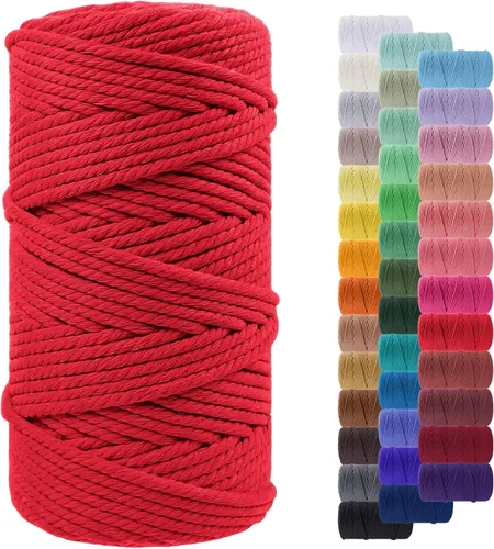 Miniatura 87 de Cuerda de macramé de 0.079 in para 219 yardas, cuerda de algodón natural para manualidades, hilo de cuerda de macramé de colores para colgar