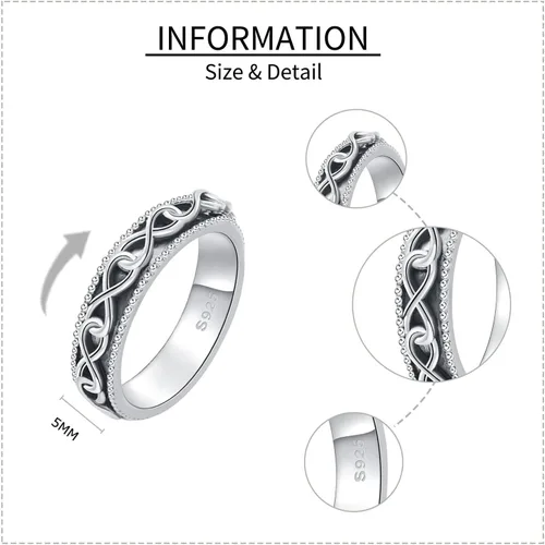 Miniatura 33 de YAFEINI Anillo giratorio de plata de ley para mujer, nudo celta, girasol, margarita, corazón, árbol de la vida, joyería de regalo para mujeres