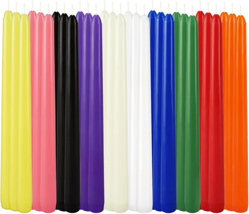 Miniatura 18 de Paquete de 14 velas cónicas rojas altas – Vela roja sin goteo de 10 pulgadas sin perfume – Cera de parafina con mechas de algodón – 8 horas