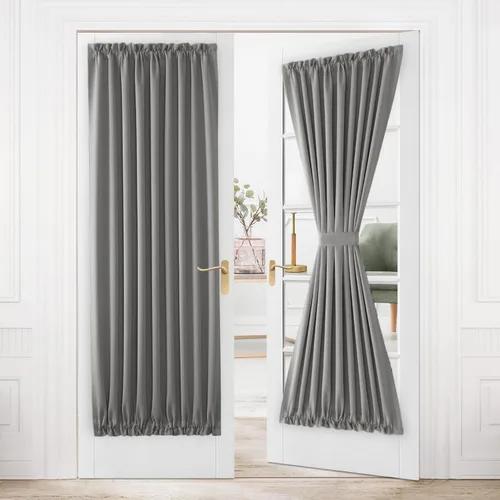 Miniatura 17 de DWCN Cortinas para puerta francesa: cortina térmica con bolsillo para barra para puertas con ventana de vidrio, puertas de cocina y patio