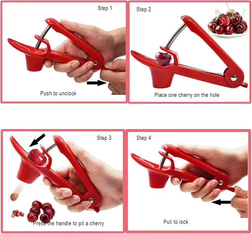 Miniatura 4 de Herramienta para picar cerezas, herramienta de picadura de acero inoxidable resistente, herramienta portátil de semillas de cerezas con diseño