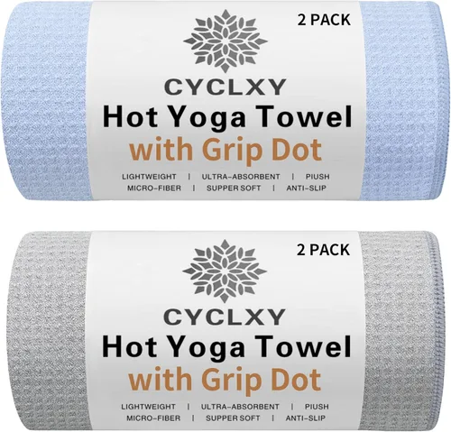 Miniatura 7 de Paquete de 2 Toallas de Yoga Caliente con Puntos de Agarre, Toallas de Esterilla de Yoga Stickyfiber Antideslizantes para Yoga Caliente, Cubierta