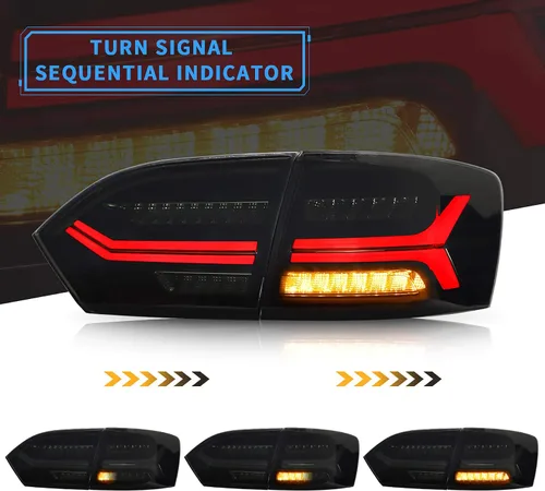 Miniatura 5 de VLAND Luces traseras LED compatibles con Jetta Sagitar 12-14 2011-2014 (no compatible con GLI y versión LED), conjunto de lámpara trasera LED Humo
