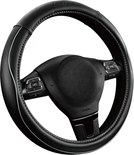 Miniatura 6 de Skechers - Funda de volante de espuma viscoelástica, funda de volante de cuero microfibra con ribete deportivo de ajuste universal de 14" 1/2-15