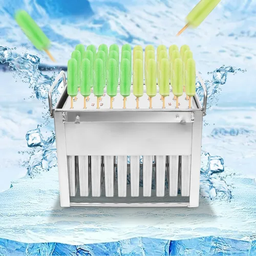 Miniatura 4 de Kit de moldes de paletas de hielo de acero inoxidable, moldes industriales para helados, soporte comercial para palitos de helado + cepillo