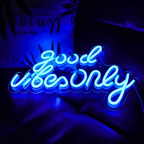 Miniatura 2 de Good Vibes Only - Letreros de neón para decoración de pared, luces de neón, letreros LED adecuados para sala de estar, bar de cerveza, sala de Azul