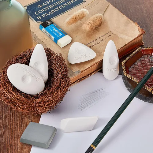 Miniatura 5 de Outus Borradores de cubo con agarre de diferentes formas, borrador de vinilo blanco para dibujo, escritura, bocetos (8)