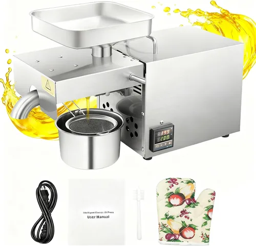 Máquina de prensa de aceite comercial de 110 V, 8.8 lbs/h, fabricante de aceite eléctrico automático de 610 W, rango de temperatura de 104 a 410 ℉