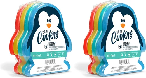 Fit & Fresh Cool Coolers - Paquetes de hielo para loncheras de niños, paquetes delgados de hielo para bolsas de almuerzo, paquetes de hielo para
