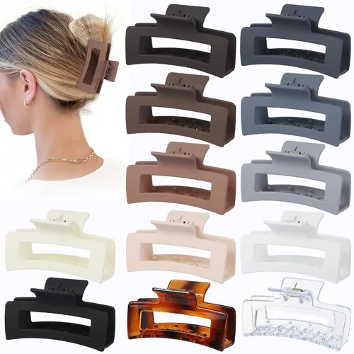 Miniatura 15 de Sisiaipu Accesorios Medianos para el Cabello de 3.5 Pulgadas - 12 Piezas Pinzas de Mandíbula Cuadradas para Cabello Grueso y Fino, Pinzas Básico