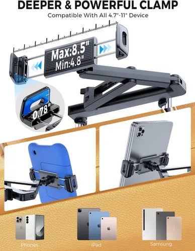 Miniatura 6 de eSamcore Soporte para iPad para asiento trasero de automóvil, soporte triangular retráctil para tableta, soporte para tableta, soporte para tableta