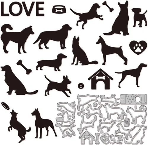GLOBLELAND Troqueles de corte para perros para hacer tarjetas, troqueles de corte para cachorros para manualidades, álbumes de recortes, diario,