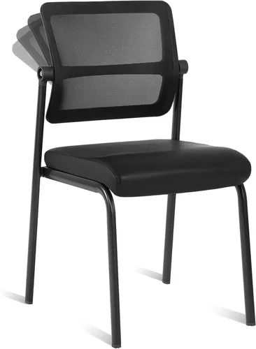 CLATINA Silla de oficina apilable para sala de espera con respaldo de malla ajustable, sillas de recepción de invitados sin brazos con cojín de