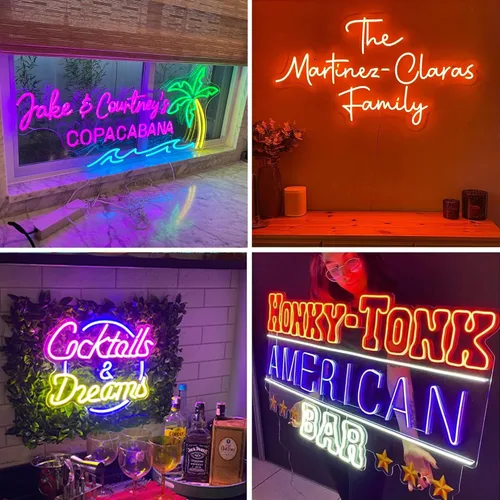 Miniatura 5 de Letreros de neón personalizados, 3 líneas de luz LED de neón, letrero personalizable para decoración de pared, boda, fiesta de cumpleaños