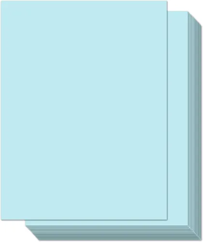 YINUOYOUJIA 100 hojas de cartulina azul pastel de 8.5 x 11 pulgadas, papel de construcción de 92 libras para manualidades, tarjetas, invitaciones,