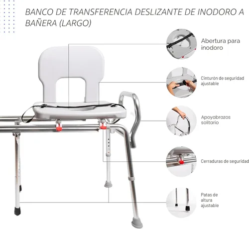 Miniatura 7 de Eagle Health Supplies Banco de transferencia de inodoro a bañera con asiento recortado, silla de ducha deslizante elegible para FSA/HSA