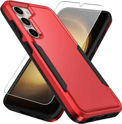 Miniatura 7 de Funda para Samsung Galaxy S23 con protector de pantalla HD, doble capa de grado militar probada contra caídas, resistente, a prueba de golpes, Negro