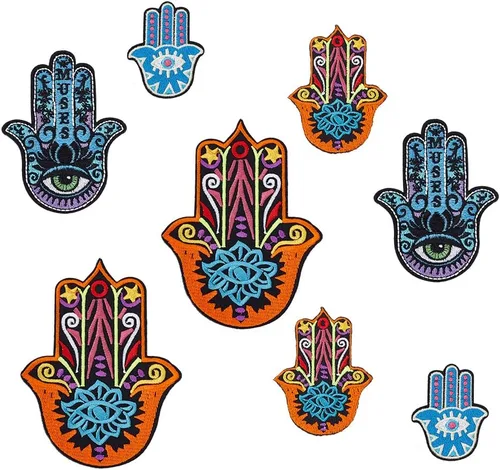 Miniatura 11 de AHANDMAKER 16 parches con patrón de ojos para ropa, apliques azules contra el mal de ojo, parches bordados para coser con hierro para ropa, Ojo Azul
