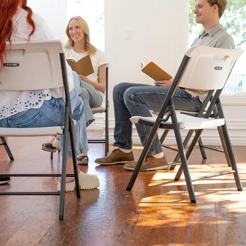 Miniatura 2 de LIFETIME Silla plegable con marco A, paquete de 4, almendra