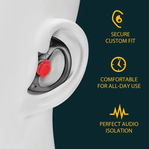 Miniatura 2 de Zeadio Auricular de triple brida, cómodo tapón de silicona para oído – Negro, mediano, par de 12