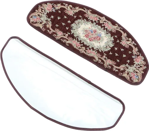Miniatura 11 de KEYAMA Alfombra de acrílico para interiores, diseño floral, antideslizante, cinta libre - 9 pulgadas de ancho x 30 pulgadas de largo, rojo 059