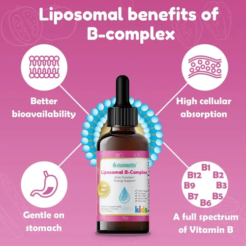 Miniatura 2 de Nuvamin - Gotas de complejo B liposomal líquido para niños, bebés y adultos, 2 onzas líquidas (2.0 fl oz), 120 porciones diarias. B1, B2, B3, B5