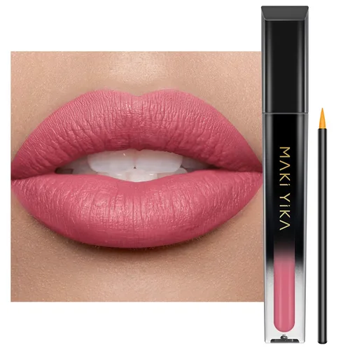 Miniatura 41 de MAKI YIKA Lápiz labial rojo burdeos para mujer, pintalabios de larga duración, sin manchas, mate, líquido, a prueba de transferencia, sin crueldad