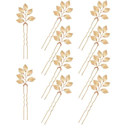 10 accesorios para el cabello de novia, horquillas vintage de hoja dorada, tocado de dama de honor para horquillas de boda, accesorios de peinado de